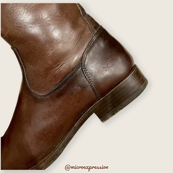 $399 Frye Molly Button Dark Brown Real Leather Knee High Tall Zip Up Riding Boot - Picture 13 of 16